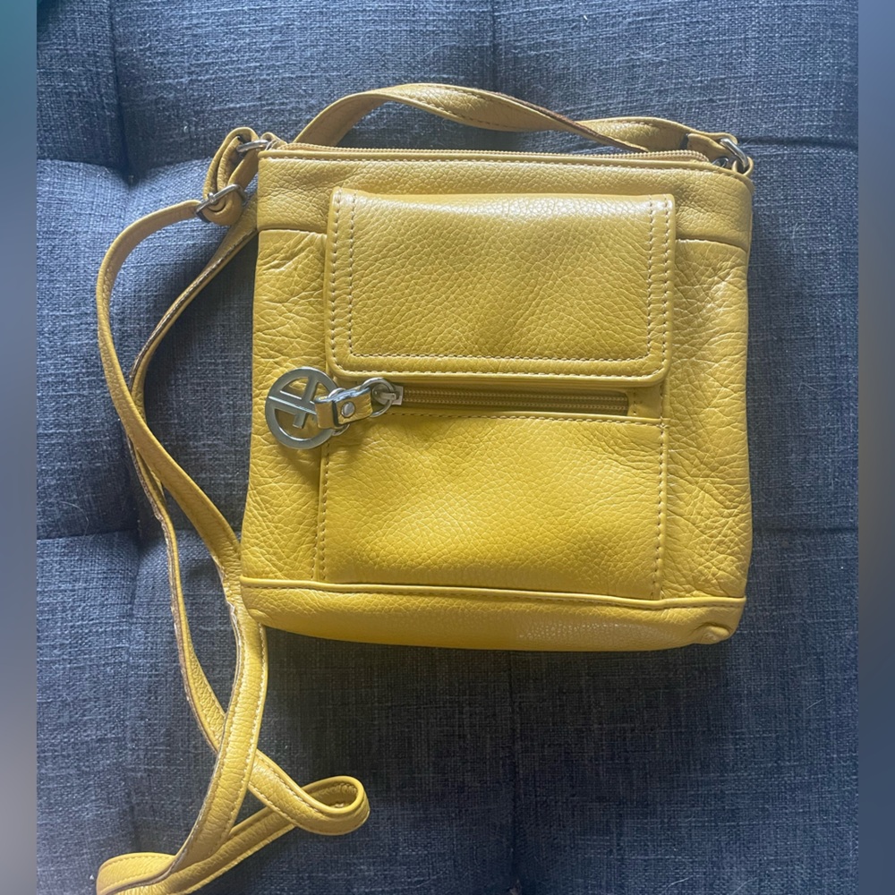 Yellow leather crossbody
